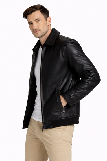 AntiStab Men Leather Jacket – Black (Customization)
